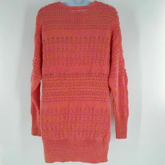 Free People Sweater Womens XS Open Stitch V-Neck Oversized Pullover Tunic Summer - Picture 4 of 8